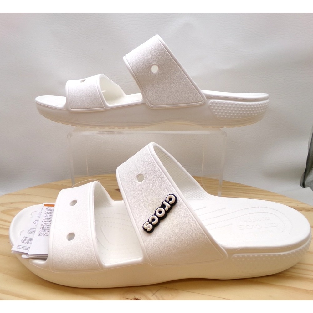Crocs Classic Crocs Sandal 2 Strap Slides Mens White Size 13 NEW 206761